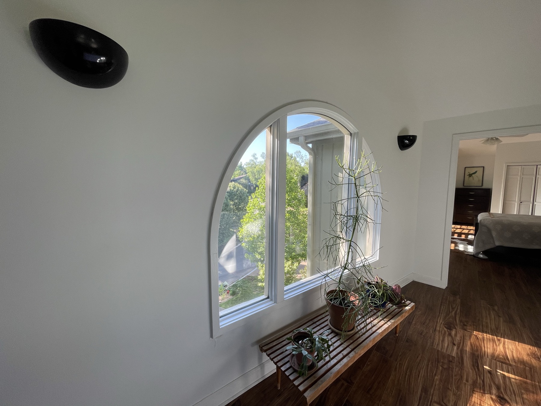 Arched window before curtain installation